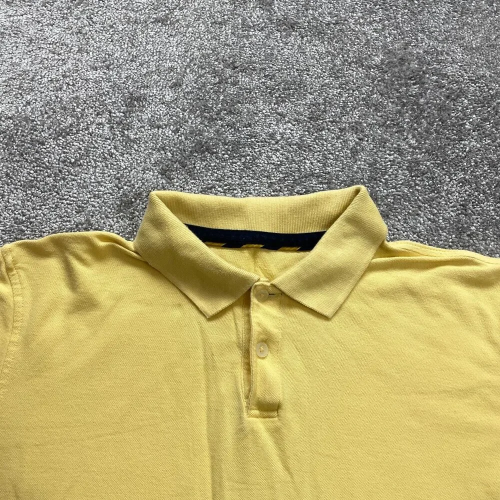 Golf Polo Shirt Mens Medium Yellow Rugby Cotton Collared Preppy Short Sleeve
